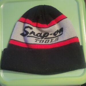 Snap-on Black and Red Beanie